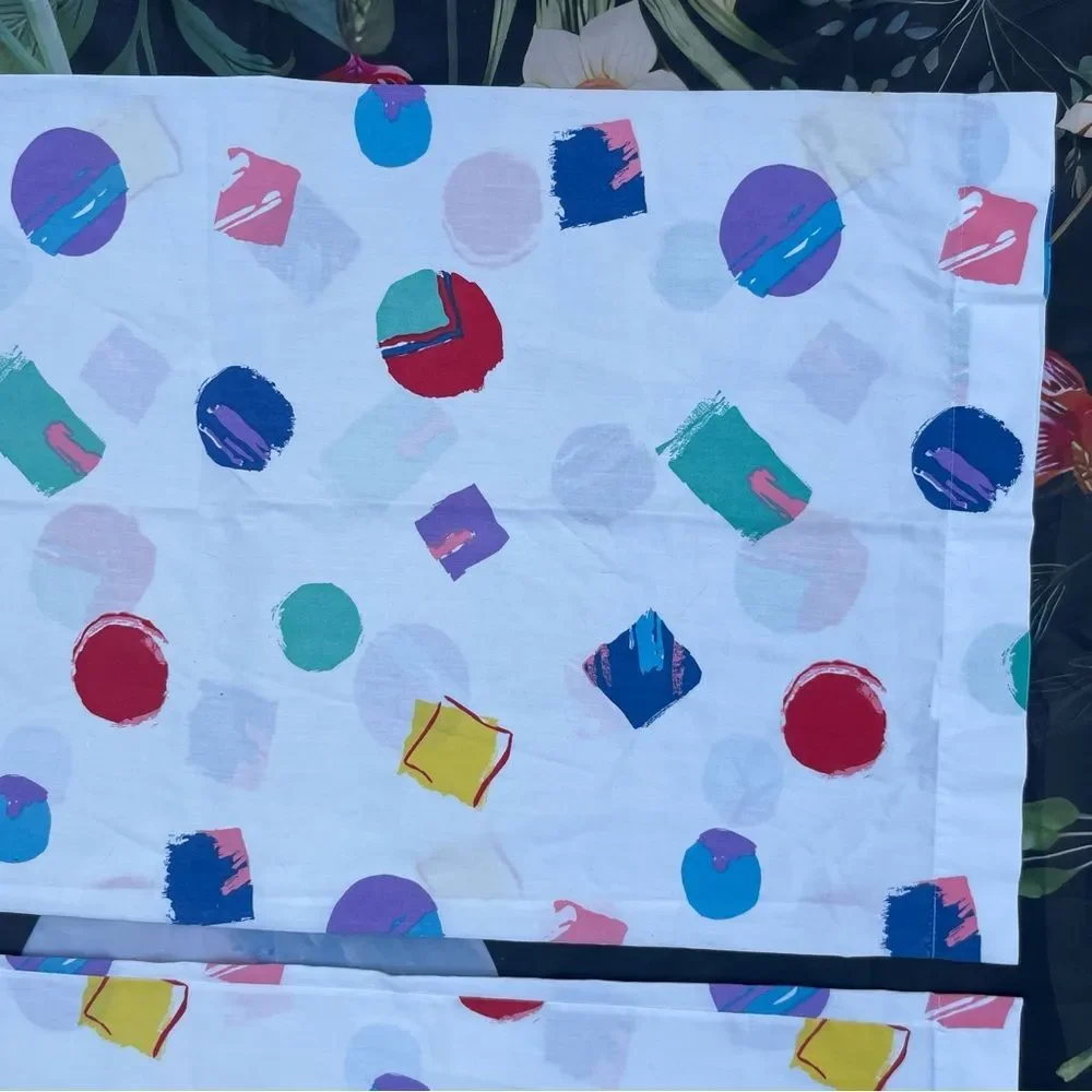 Vintage Colorful Abstract Springs Brand KING Size Pillowcase Set of 2 EUC 90's?